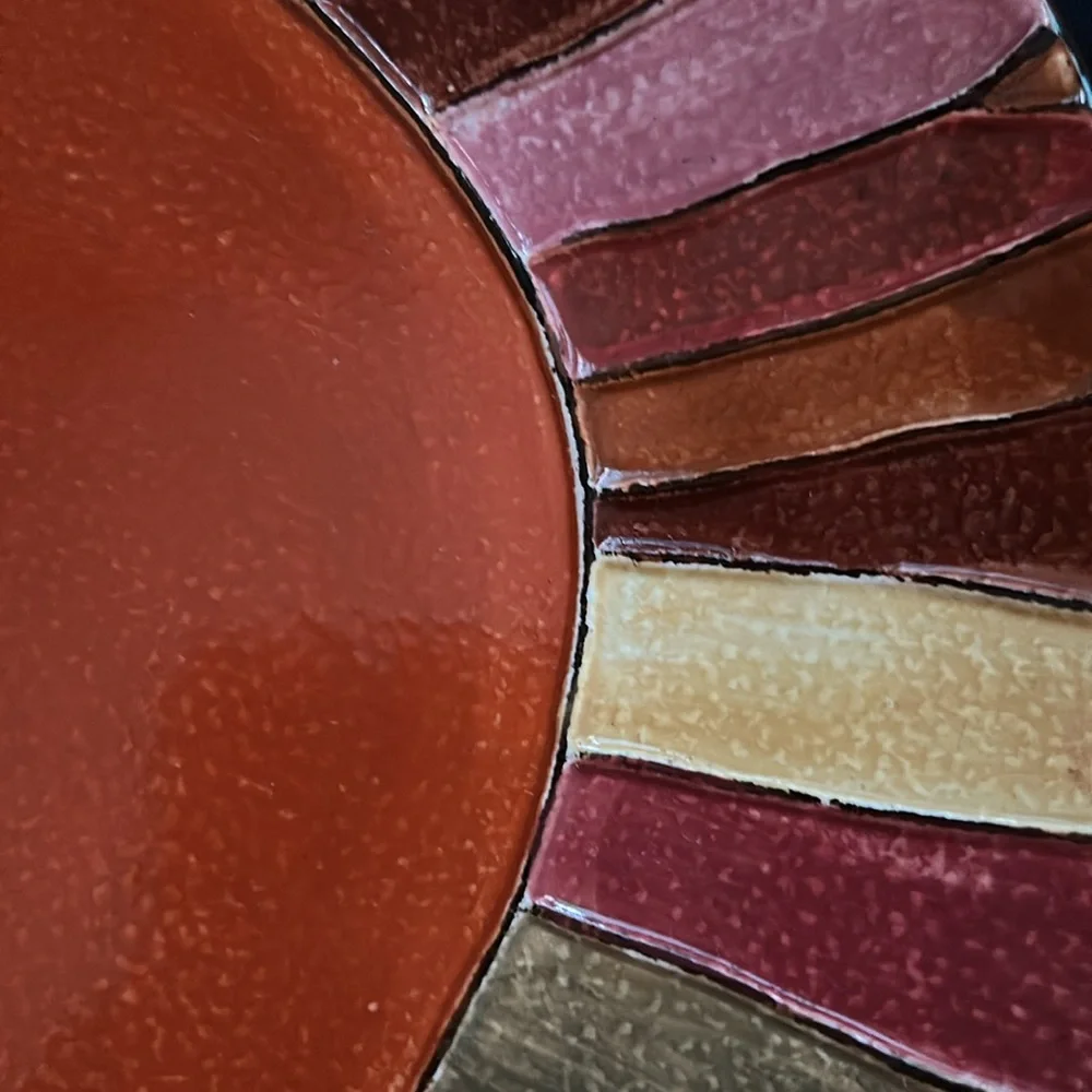 Pier 1 Imports Wavy Stripe Oval Serving Platter Handpainted‎ Stoneware 16